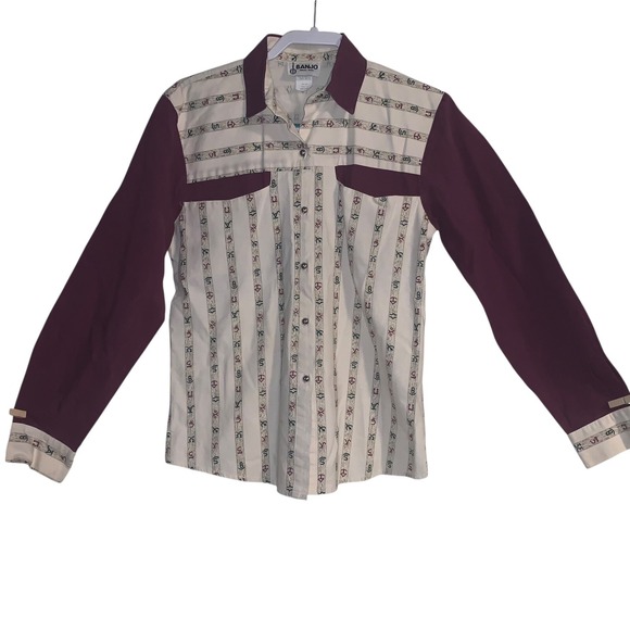Vtg Banjo Dallas Tx‎  Western Button Shirt Womens M Purple Cowgirlcore Made USA - Picture 1 of 8